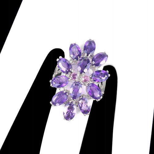Silberring natürliche Amethyste Granate Größe 14