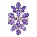 Silberring natürliche Amethyste Granate Größe 14
