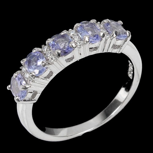 Zarter Ring aus natürlichem Tansanit Größe 13,5