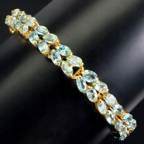 Natürliches Silberarmband mit blauen Zirkonen