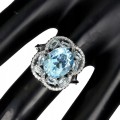 925 Sky Blue Topas Ring Weißtopas Größe 13