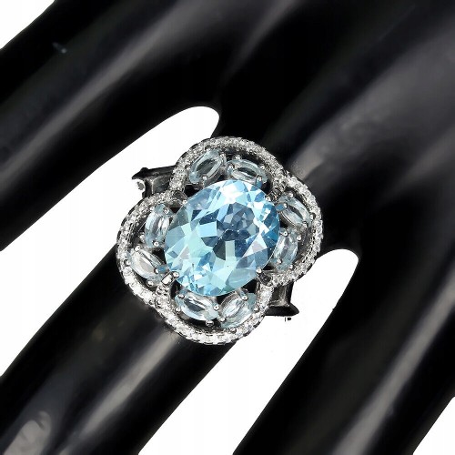 925 Sky Blue Topas Ring Weißtopas Größe 13