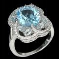 925 Sky Blue Topas Ring Weißtopas Größe 13