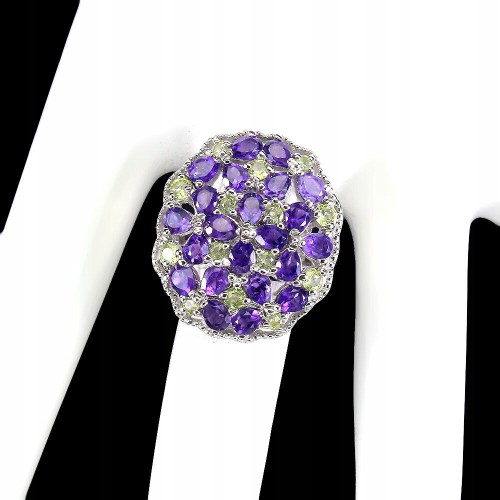 Ring 925 natürliche Olivin Amethyste Größe 17