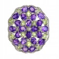 Ring 925 natürliche Olivin Amethyste Größe 17