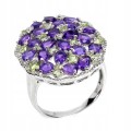 Ring 925 natürliche Olivin Amethyste Größe 17