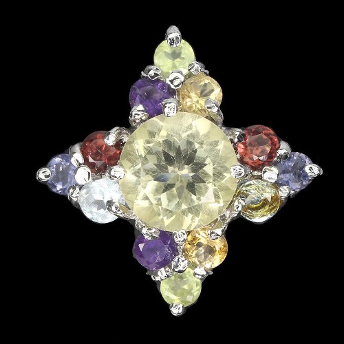Ring Lemon Quarz Amethyste Granate Größe 16,5
