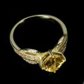 Silberring natürlicher gelber Beryll Größe 17 925