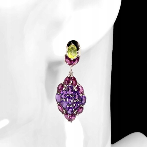 Natürliche Olivin Ohrringe Amethyste Granate 5 925