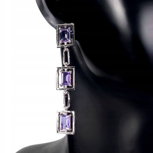 Ohrringe aus 925er Sterlingsilber mit natürlichen Amethysten 5