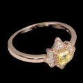 925 Zarter Silberring mit gelbem Saphir Größe 17