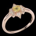 925 Zarter Silberring mit gelbem Saphir Größe 17