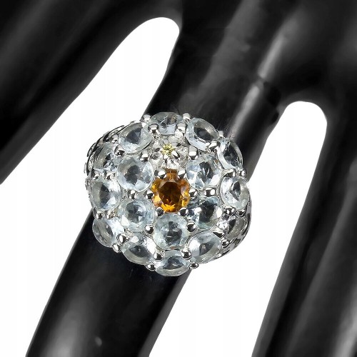 Ring 925 Saphir Aquamarin Citrin Größe 16,5