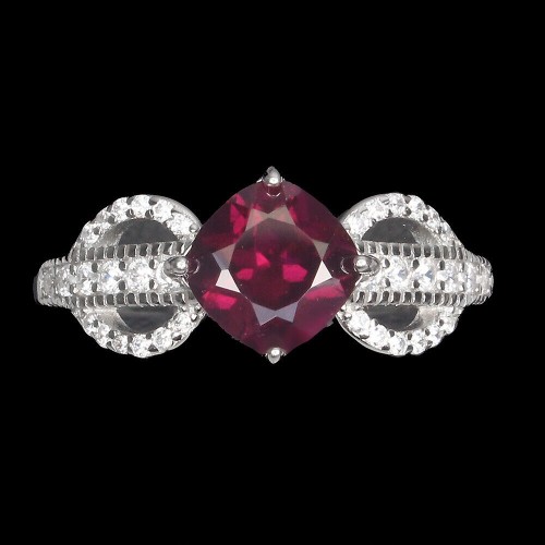 925 Ring zarter Granat Rhodolith Größe 17