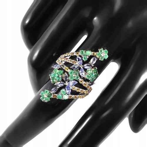 Ring 925 Tansanite Smaragde Saphire Größe 17