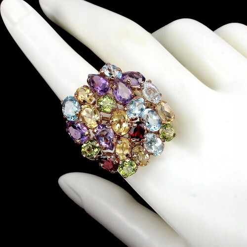 Silberring Citrin Amethyste Granate Größe 19