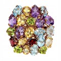 Silberring Citrin Amethyste Granate Größe 19