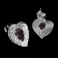 925 natürliche Granat Ohrringe Rhodolit Herz 5