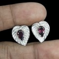 925 natürliche Granat Ohrringe Rhodolit Herz 5