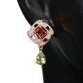 Natürliche Peridot Granat Ohrringe aus 925er Silber 5
