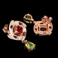 Natürliche Peridot Granat Ohrringe aus 925er Silber 5