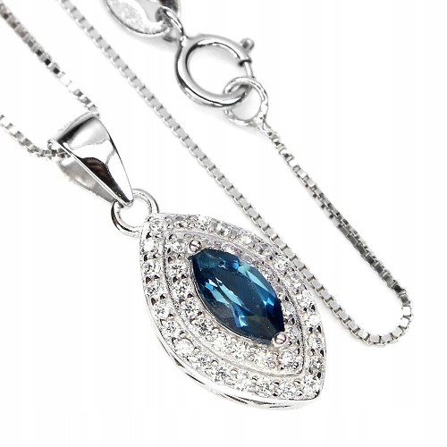 Wunderschöne zarte London Blue Topas 925 Halskette