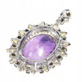 Natürlicher Anhänger 50ct Amethyst schwarzer Opal Saphire