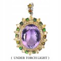 Natürlicher Anhänger 50ct Amethyst schwarzer Opal Saphire