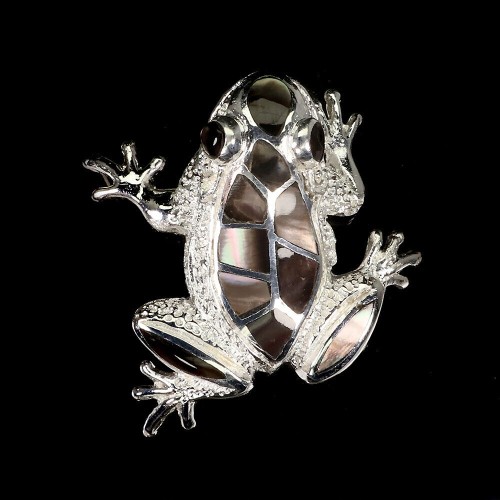 Anhänger aus 925er Silber natürlicher Perlmutt Frosch