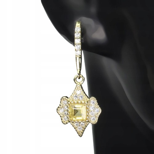 925 Zarte gelbe Saphir Ohrringe Zirkonia 3