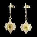 925 Zarte gelbe Saphir Ohrringe Zirkonia 3
