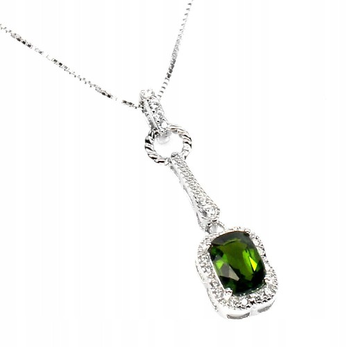 Halskette aus 925er Silber mit natürlichem Diopsid zart