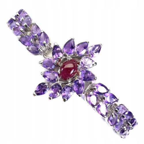 Armband aus 925 natürlichen Rubin Amethysten Wunderschön