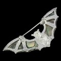 Silberne Brosche aus natürlichem Perlmutt Fledermaus