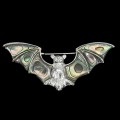 Silberne Brosche aus natürlichem Perlmutt Fledermaus