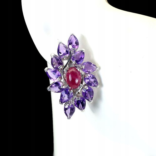 Silberohrringe Rubine natürliche Amethyste 925 3