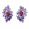 Silberohrringe Rubine natürliche Amethyste 925 3