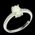 Zarte Ring Größe 14 mit Feueropal Zirkonia