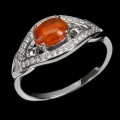 925 Ring zarter orangefarbener Opal Größe 16