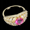 Ring aus 925er Sterlingsilber rosa Topas Zirkonia Größe 17