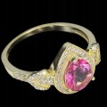Silberner zarter Ring Größe 18 rosa Topas