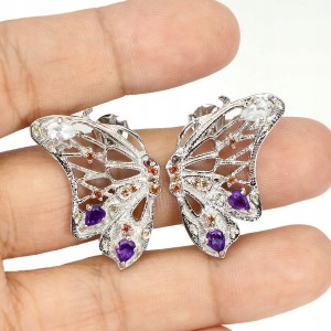 Schmetterling Ohrringe Songea Saphire Amethyste Aquamarin 3