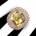 925 Ring natürlicher 27,87 ct Citrin Granat Größe 16