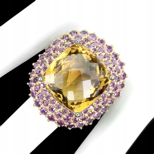 925 Ring natürlicher 27,87 ct Citrin Granat Größe 16