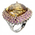 925 Ring natürlicher 27,87 ct Citrin Granat Größe 16