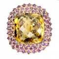 925 Ring natürlicher 27,87 ct Citrin Granat Größe 16