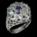 925 Ring Größe 16 Amethyst Saphir Aquamarin