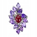 Ring Größe 15 natürliche Amethyste Rubin wunderschön