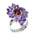 Ring Größe 15 natürliche Amethyste Rubin wunderschön