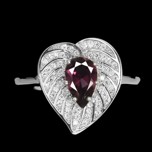 Ring zarte Granat Zirkonia Größe 17 Herz